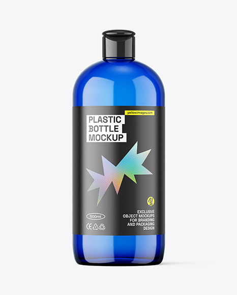 Blue Plastic Bottle Mockup