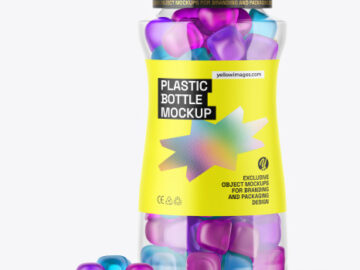 Plastic Bottle with Gummies Mockup