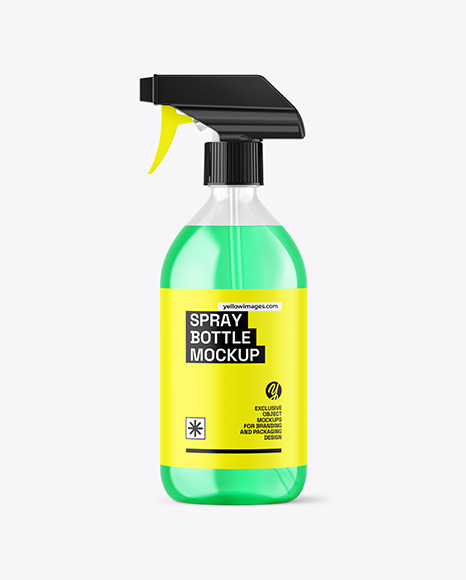 Clear Plastic Spray Bottle with Color Liquid Mockup