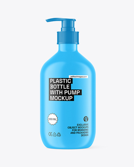 Matt Plastic Bottle With Pump Mockup