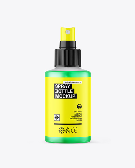 Frosted Plastic Spray Bottle with Color Liquid Mockup