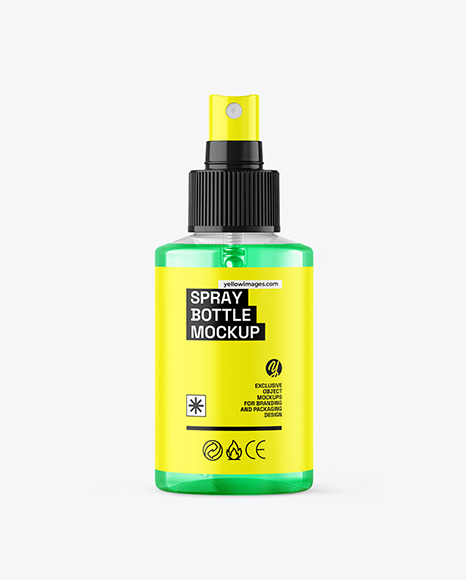 Clear Spray Bottle with Color Liquid Mockup