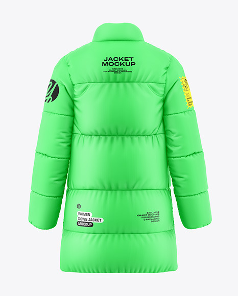 Woman's Oversize Down Jacket Mockup  - Back View