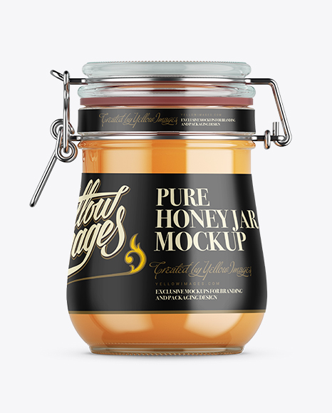 Honey Jar w/ Clamp Lid Mockup - Side View