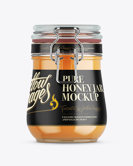 Honey Jar w/ Clamp Lid Mockup - Front View