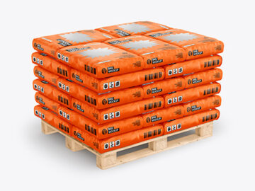 Paper Cement Bags On a Pallet Mockup