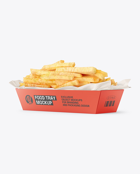Matte Paper Tray w/ Napkin and French Fries Mockup