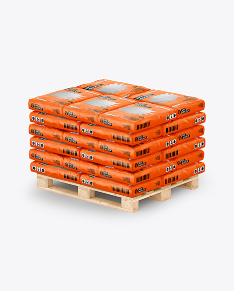 Paper Cement Bags On a Pallet Mockup