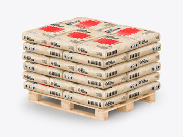 Kraft Cement Bags On a Pallet Mockup