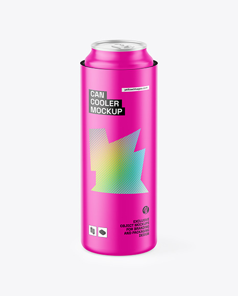 Matte Can Cooler With Matte Can Mockup