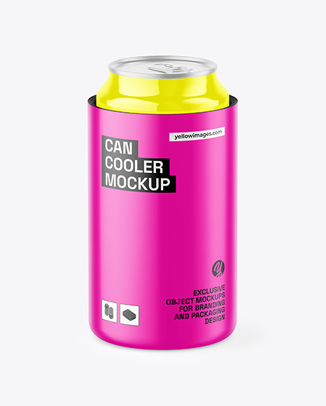 Matte Can Cooler With Glossy Can Mockup
