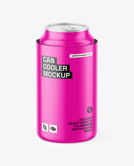 Matte Can Cooler With Matte Can Mockup