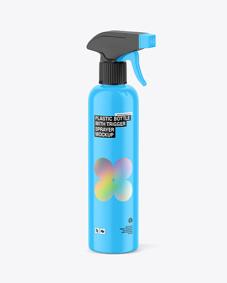 Glossy Plastic Bottle w/ Trigger Spray Mockup