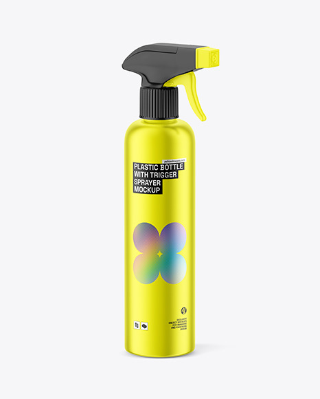 Metallized Plastic Spray Bottle w/ Trigger Mockup | PSD Templates