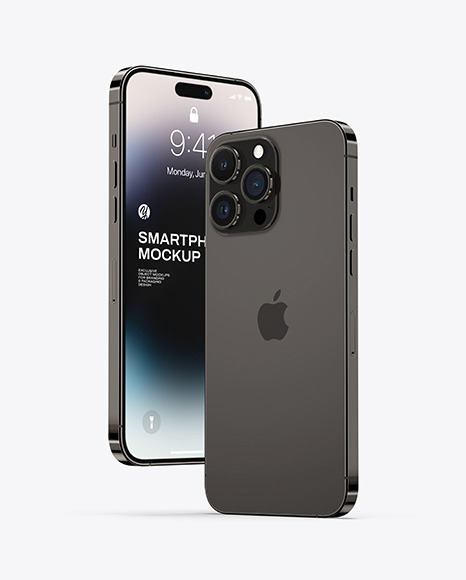 Two iPhone 14 Pro Max Space Black Mockup