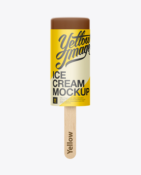 Ice Cream in Glaze w/ Wooden Stick Mockup