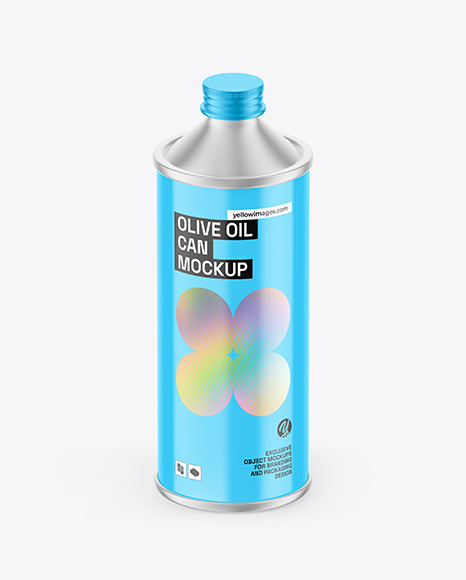 Glossy Olive Oil Tin Can Mockup