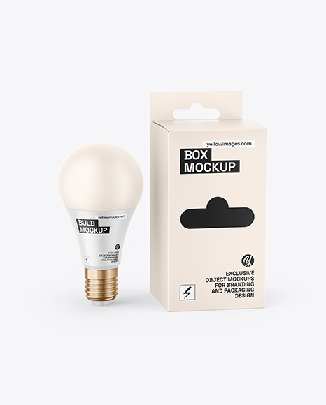 Box W/ Matte Light Bulb Mockup