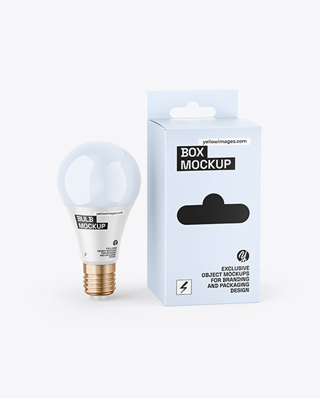Box W/ Glossy Light Bulb Mockup
