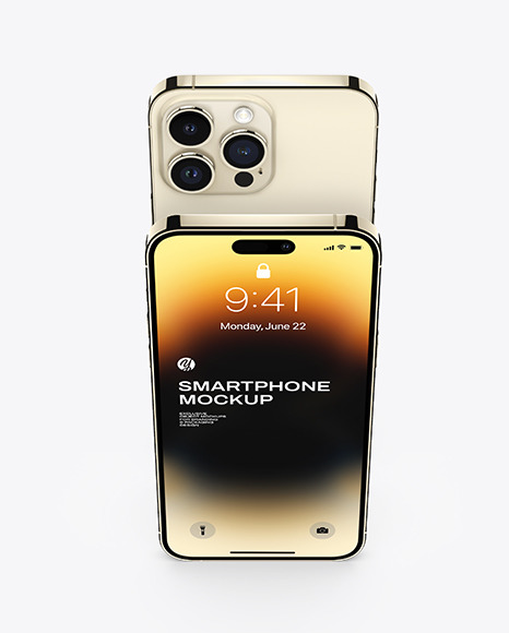 Two iPhone 14 Pro Max Gold Mockup