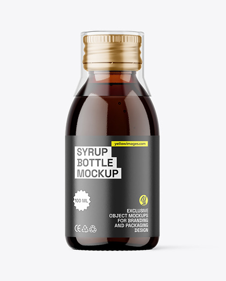 Amber Glass Syrup Bottle Mockup