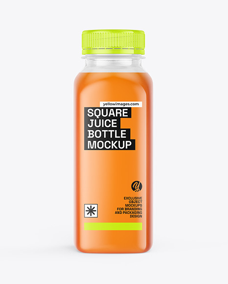 Square Multifruit Juice Bottle Mockup