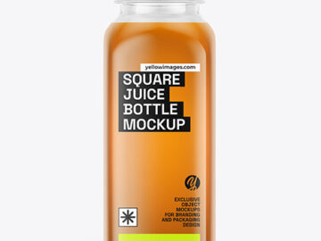Square Apple Juice Bottle Mockup