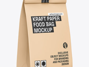 Kraft Paper Bag with Binder Clip Mockup