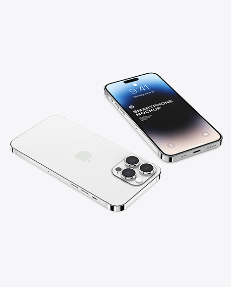 Two iPhone 14 Pro Max Silver Mockup