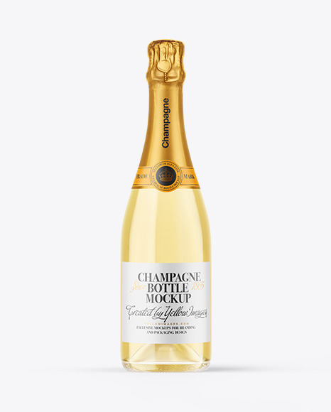 Clear Glass White Champagne Bottle Mockup