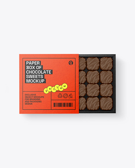 Opened Kraft Box of Chocolate Sweets Mockup