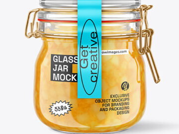 Glass Pear Jam Jar With Clamp Lid Mockup