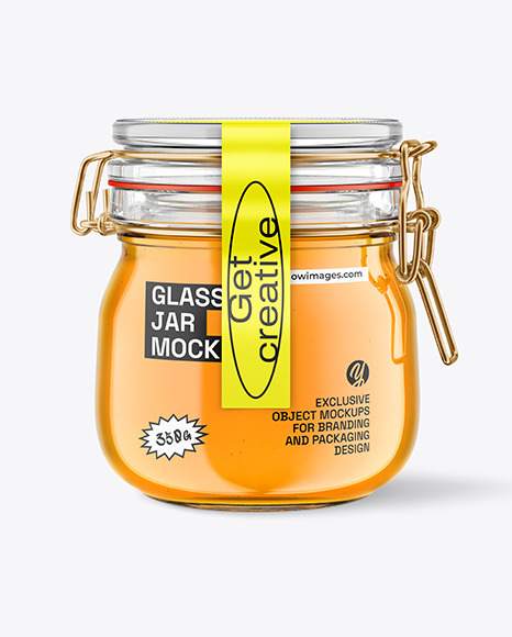 Glass Honey Jar With Clamp Lid Mockup