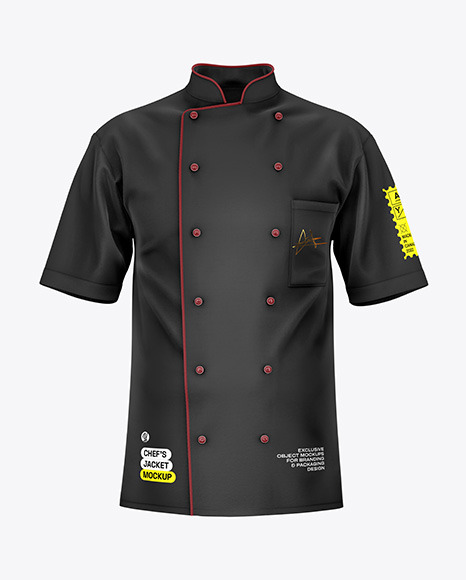 Men's Short Sleeve Chef's Jacket Mockup - Front View