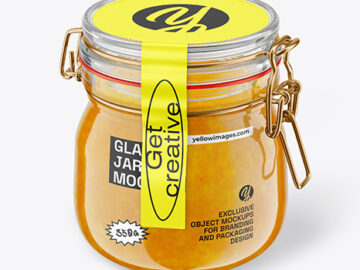 Glass Orange Jam Jar With Clamp Lid Mockup