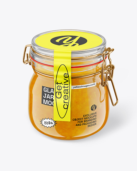 Glass Orange Jam Jar With Clamp Lid Mockup