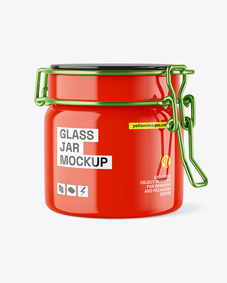 Glossy Jar w/ Clamp Lid Mockup