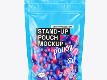 Stand Up Pouch with Gummies Mockup