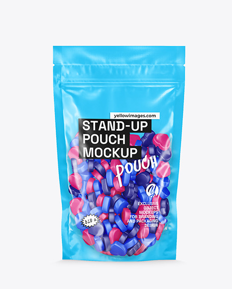 Stand Up Pouch with Gummies Mockup
