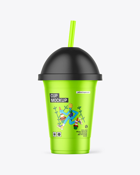 Metallized Cup With Straw Mockup