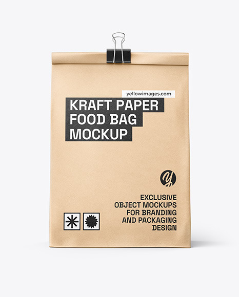 Kraft Paper Bag with Binder Clip Mockup