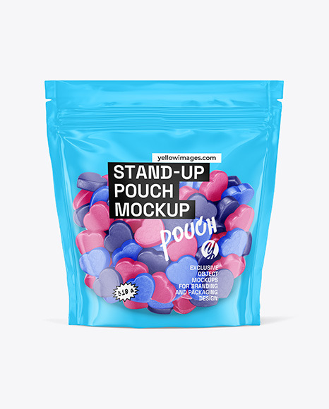 Stand-up Pouch with Gummies Mockup