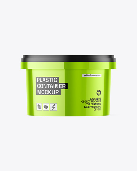Glossy Metallic Plastic Container Mockup