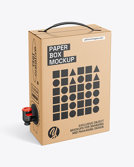 Kraft Paper Box with Wine Dispenser Mockup