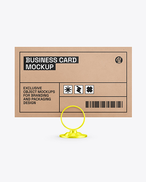 Kraft Business Card With Glossy Metallic Holder Mockup