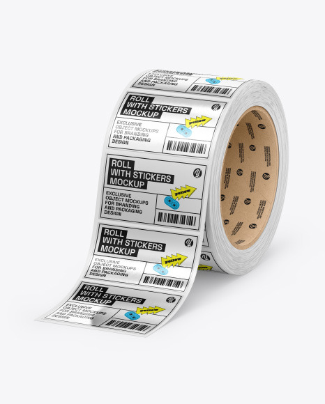 Roll with Metallic Stickers Mockup
