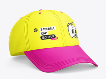 Baseball Cap Mockup - Front Half Side View