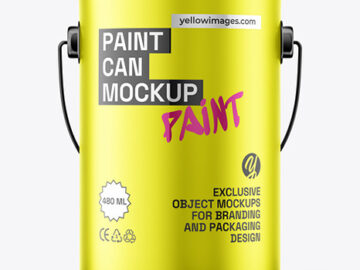 Matte Metallic Paint Bucket w/ Handle Mockup