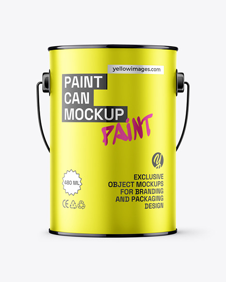 Matte Metallic Paint Bucket w/ Handle Mockup