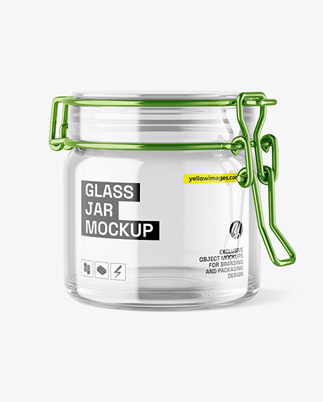 Clear Glass Jar w/ Clamp Lid Mockup